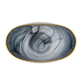 9" Charcoal Oval Glass Table Vase
