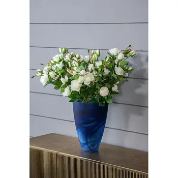 12" Blue Round Glass Table Vase