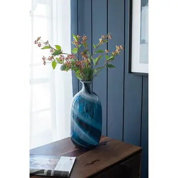 16" Blue And White Bud Glass Table Vase