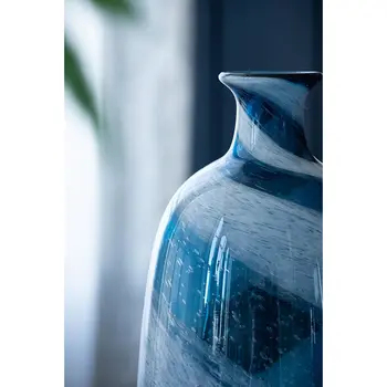 16" Blue And White Bud Glass Table Vase