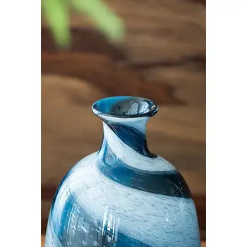 13" Blue And White Bud Glass Table Vase
