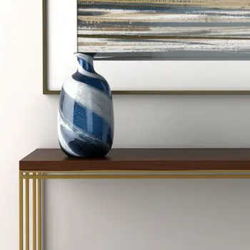 13" Blue And White Bud Glass Table Vase
