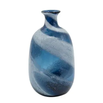 13" Blue And White Bud Glass Table Vase