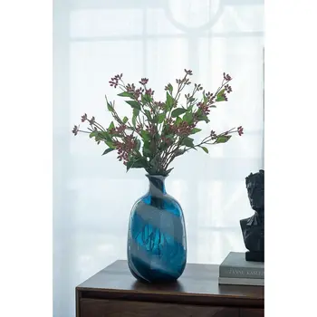 13" Blue And White Bud Glass Table Vase
