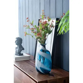 13" Blue And White Bud Glass Table Vase