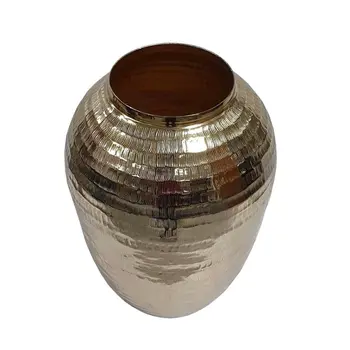 17" Gold Round Aluminum Table Vase