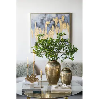 17" Gold Round Aluminum Table Vase