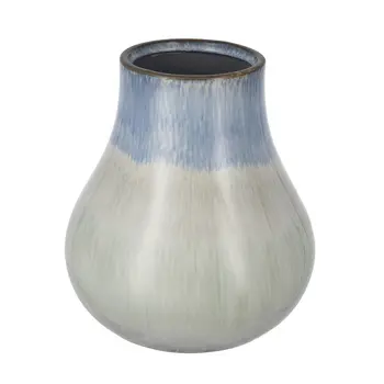 10" Blue Green Sand And Gray Ombre Round Ceramic Table Vase