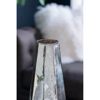 20" Silver Cylinder Glass Table Vase