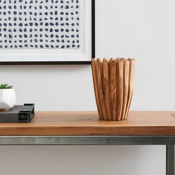 8" Natural Wavy Solid Wood Table Vase