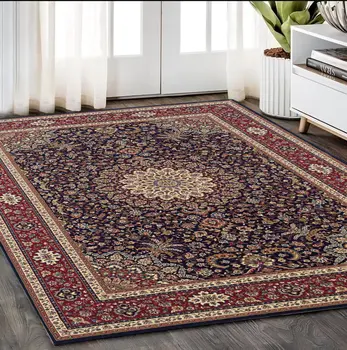 5' X 8' Blue And Red Oriental Area Rug