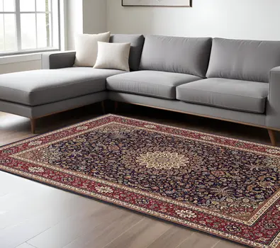 10' X 13' Blue And Red Oriental Area Rug
