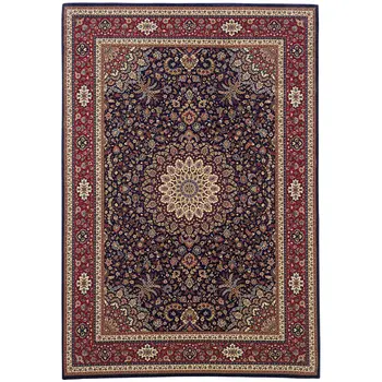 4' X 6' Blue Red and Ivory Oriental Area Rug