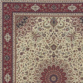 7' X 10' Ivory And Red Oriental Area Rug