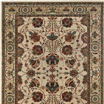 4' X 6' Ivory Red and Blue Floral Area Rug
