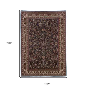 4' X 6' Blue Red and Ivory Oriental Area Rug