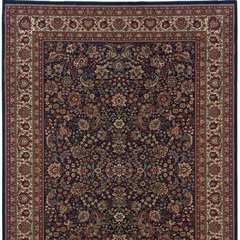 5' X 8' Blue And Red Oriental Area Rug