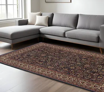 8' X 11' Blue And Red Oriental Area Rug