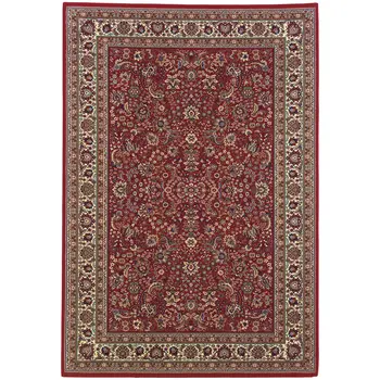 10' X 13' Red And Ivory Oriental Area Rug