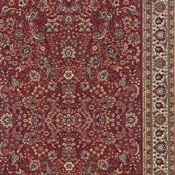 7' X 10' Red And Ivory Oriental Area Rug