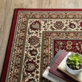 8' X 11' Red And Ivory Oriental Area Rug
