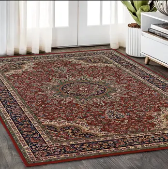 5' X 8' Red And Blue Oriental Area Rug