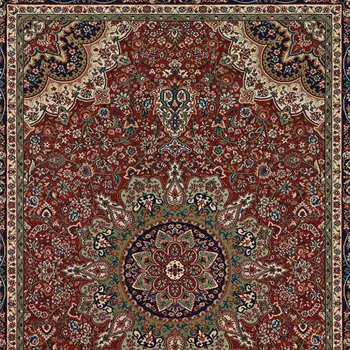 4' X 6' Ivory Red and Blue Oriental Area Rug