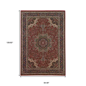 8' X 11' Red And Blue Oriental Area Rug