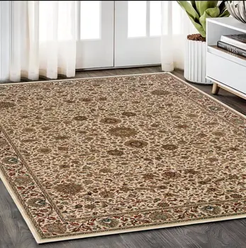 5' X 8' Ivory And Green Oriental Area Rug