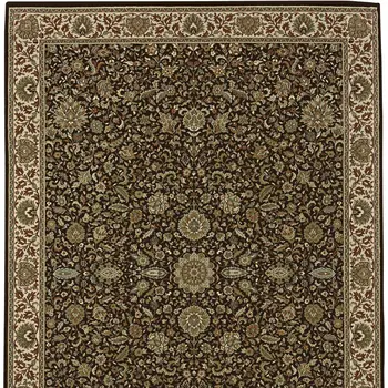 4' X 6' Ivory Black and Brown Oriental Area Rug