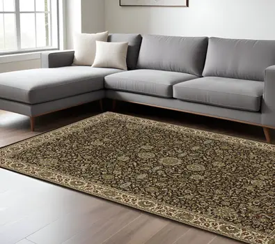 8' X 11' Brown And Ivory Oriental Area Rug