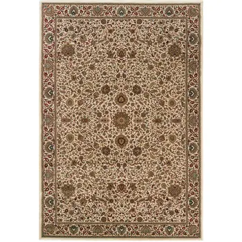 10' X 13' Ivory And Green Oriental Area Rug