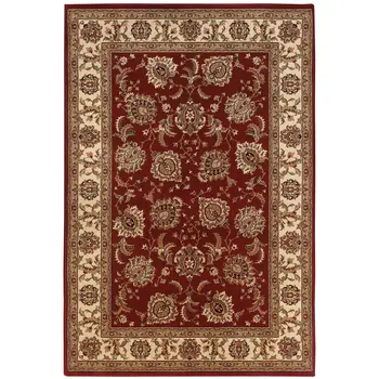 4' X 6' Ivory and Red Oriental Area Rug