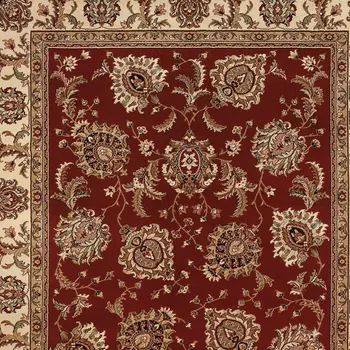 7' X 10' Red And Ivory Oriental Area Rug