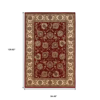 8' X 11' Red And Ivory Oriental Area Rug