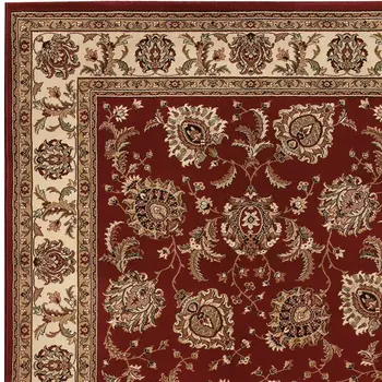 8' X 11' Red And Ivory Oriental Area Rug