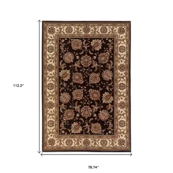 7' X 10' Brown And Ivory Oriental Area Rug