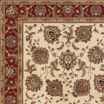 7' X 10' Ivory And Red Oriental Area Rug