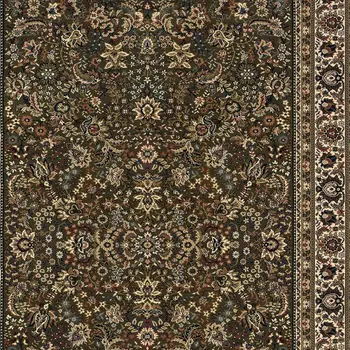 5' X 8' Green And Ivory Oriental Area Rug