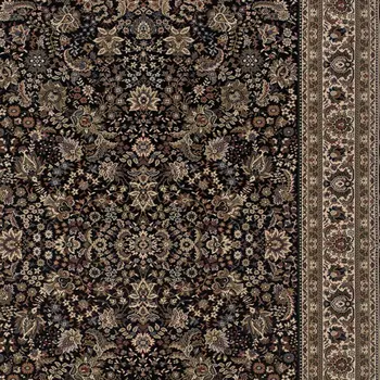4' X 6' Black Dark Green And Ivory Oriental Area Rug