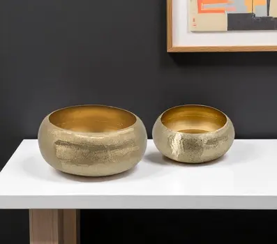5" Gold Round Aluminum Table Vase