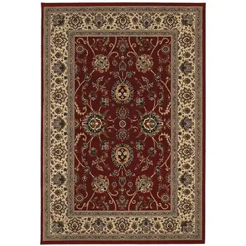 4' X 6' Red And Ivory Oriental Area Rug