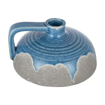 4" Blue and Gray Bud Ceramic Jug Vase With Does Not Apply
