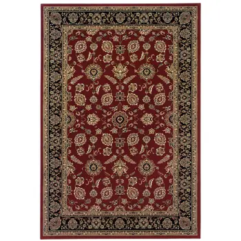 4' X 6' Red Black And Tan Oriental Area Rug