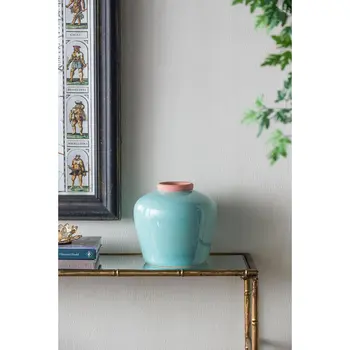 9" Brown Round Ceramic Table Vase