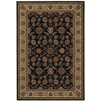 4' X 6' Brown Ivory And Black Oriental Area Rug