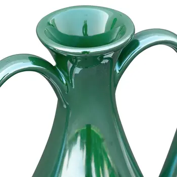 10" Hunter Green Amphora Ceramic Table Vase
