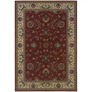 4' X 6' Red Ivory And Black Oriental Area Rug