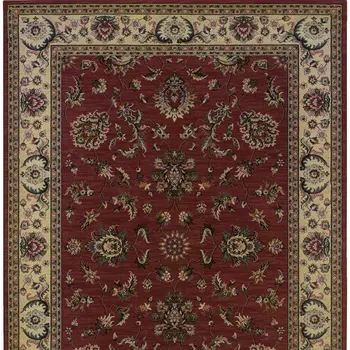 4' X 6' Red Ivory And Black Oriental Area Rug