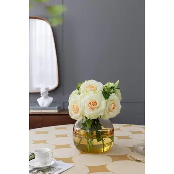 9" Clear And Brown Ombre Round Glass Table Vase